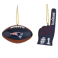 The Memory Company New England Patriots Two-Pack Football & Foam Finger Ornament Set