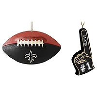 The Memory Company New Orleans Saints Two-Pack Football & Foam Finger Ornament Set