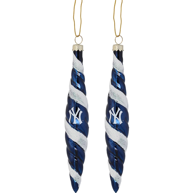 New York Yankees Two-Pack Swirl Blown Glass Ornament Set