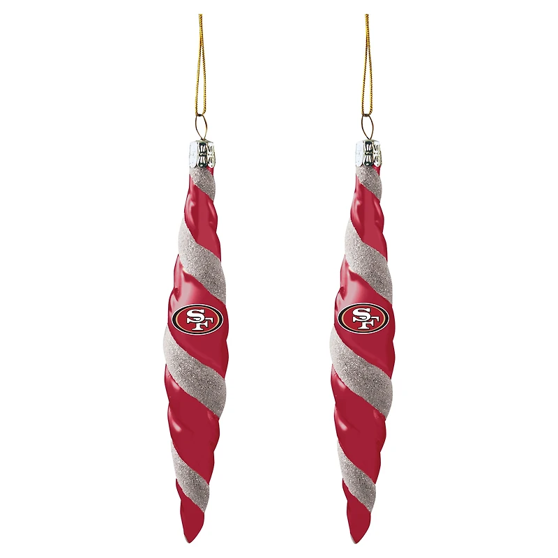San Francisco 49ers Two-Pack Swirl Blown Glass Ornament Set