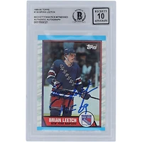 Brian Leetch New York Rangers Autographed 1989-90 Topps #136 Beckett Fanatics Witnessed Authenticated 10 Rookie Card with "HOF 09" Inscription