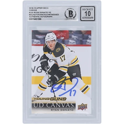 Ryan Donato Boston Bruins Autographed 2018-19 Upper Deck Series 1 Young Guns Canvas #C91 Beckett Fanatics Witnessed Authenticated 10 Rookie Card
