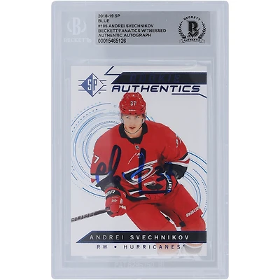 Andrei Svechnikov Carolina Hurricanes Autographed 2018-19 Upper Deck SP Rookie Authentics #105 Beckett Fanatics Witnessed Authenticated Rookie Card
