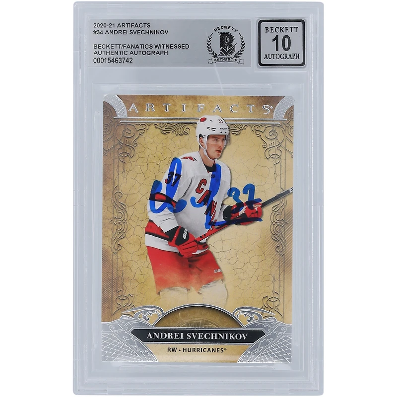Andrei Svechnikov Carolina Hurricanes Autographed 2020-21 Upper Deck Artifacts #34 Beckett Fanatics Witnessed Authenticated Card
