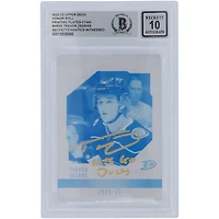Trevor Zegras Anaheim Ducks Autographed 2021-22 Upper Deck Series 1 Printing Plate #HR-33 #1/1 Beckett Fanatics Witnessed Authenticated 10 Rookie Card with "Lets Go Ducks" Inscription