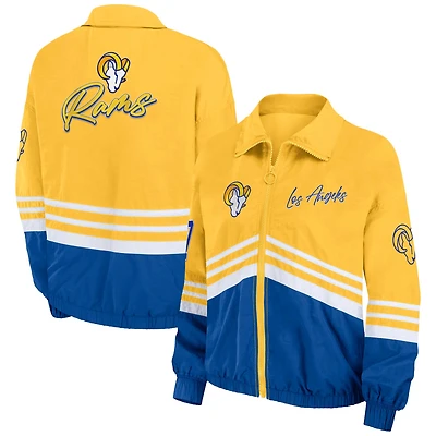 Women's WEAR by Erin Andrews Gold Los Angeles Rams Vintage Throwback Windbreaker Full-Zip Jacket