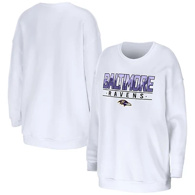 Women's WEAR by Erin Andrews White Baltimore Ravens Domestic Pullover Sweatshirt