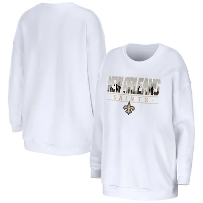 Women's WEAR by Erin Andrews White New Orleans Saints Domestic Pullover Sweatshirt