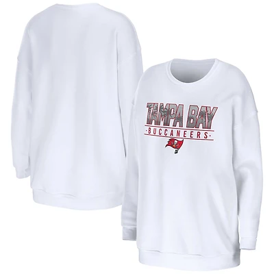 Women's WEAR by Erin Andrews White Tampa Bay Buccaneers Domestic Pullover Sweatshirt