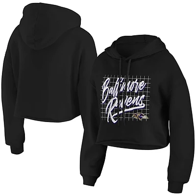 Women's WEAR by Erin Andrews Black Baltimore Ravens Domestic Cropped Pullover Hoodie