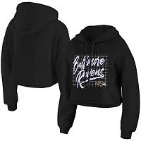 Women's WEAR by Erin Andrews Black Baltimore Ravens Domestic Cropped Pullover Hoodie
