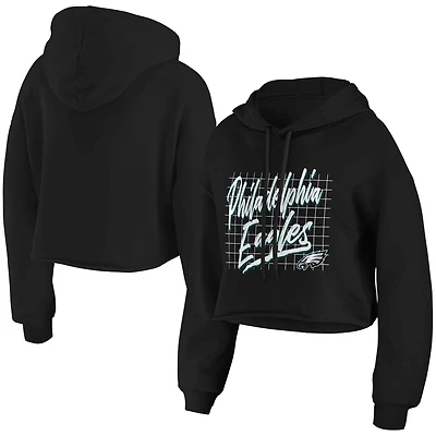 Women's WEAR by Erin Andrews Black Philadelphia Eagles Domestic Cropped Pullover Hoodie