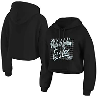 Women's WEAR by Erin Andrews Black Philadelphia Eagles Domestic Cropped Pullover Hoodie