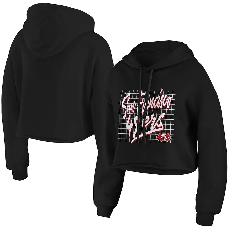 Women's WEAR by Erin Andrews Black San Francisco 49ers Domestic Cropped Pullover Hoodie