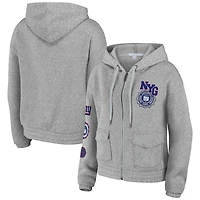 Women's WEAR by Erin Andrews Heather Gray New York Giants Full-Zip Hoodie