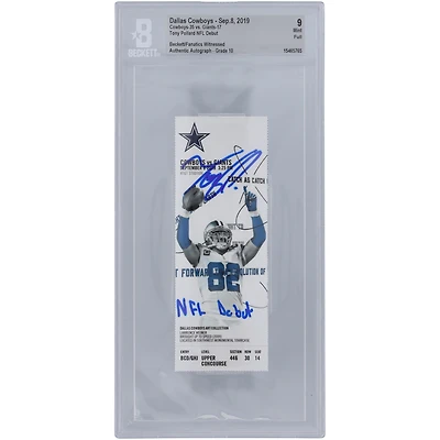 Tony Pollard Dallas Cowboys Autographed Ticket with "NFL Debut" Inscription - BAS Authenticated Graded 9/10