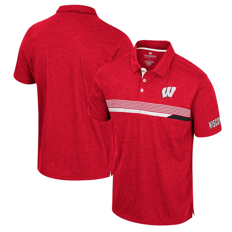 Men's Colosseum Red Wisconsin Badgers No Problemo Polo