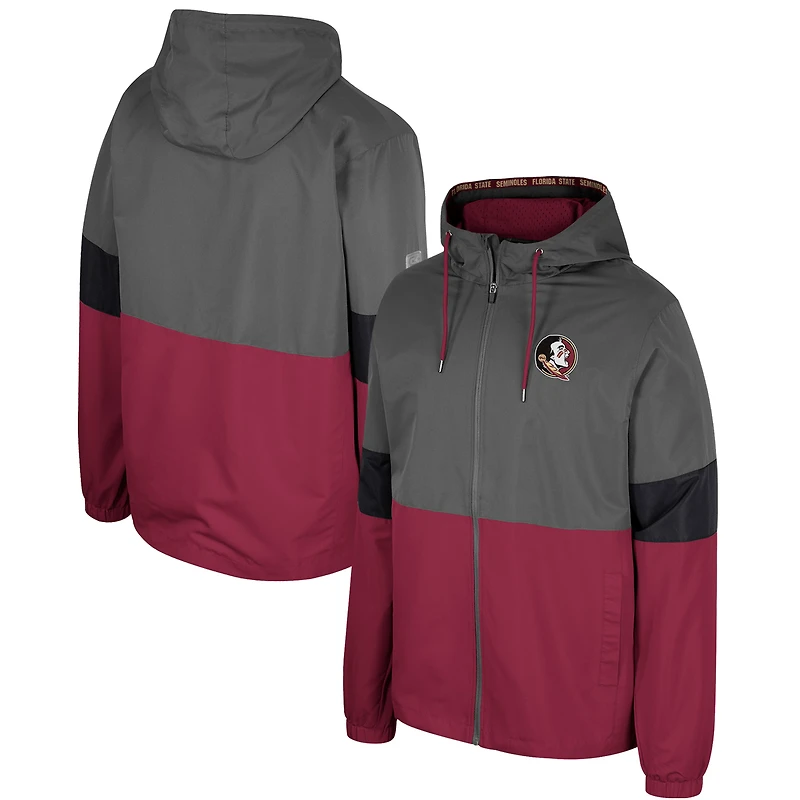 Men's Colosseum Charcoal Florida State Seminoles Miles Full-Zip Jacket