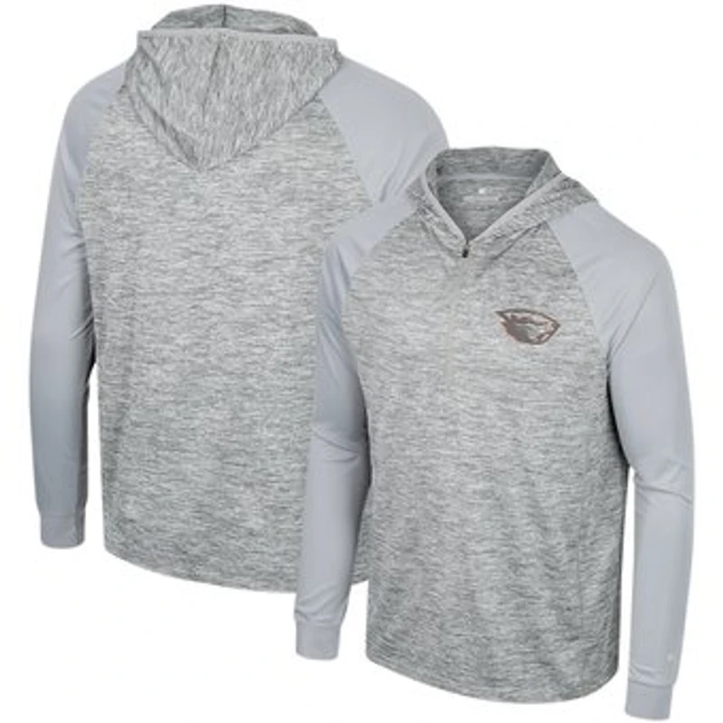 Men's Colosseum Gray Oregon State Beavers Cybernetic Raglan Quarter-Zip Hooded Top