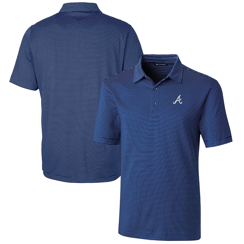 Men's Cutter & Buck  Blue Atlanta Braves Forge Pencil Stripe Stretch Polo