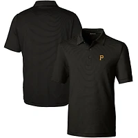 Men's Cutter & Buck  Black Pittsburgh Pirates Forge Pencil Stripe Stretch Polo