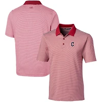 Men's Cutter & Buck  Red Cleveland Guardians Forge Tonal Stripe Stretch Polo