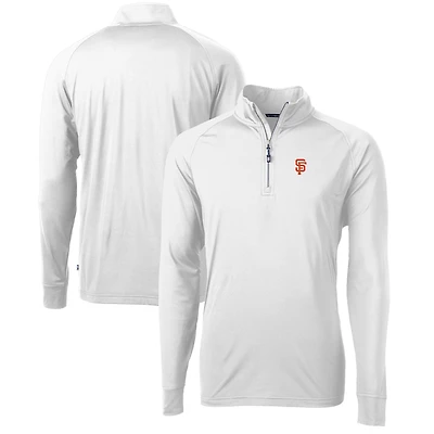 Men's Cutter & Buck  White San Francisco Giants Adapt Eco Knit Stretch Recycled Quarter-Zip Pullover Top