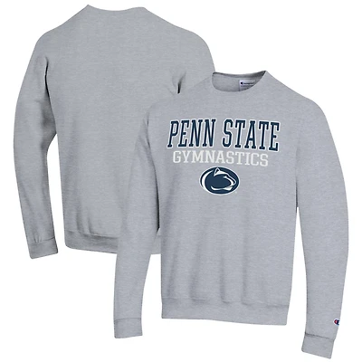 Men's Champion  Gray Penn State Nittany Lions Gymnastics Stack Powerblend Pullover Sweatshirt