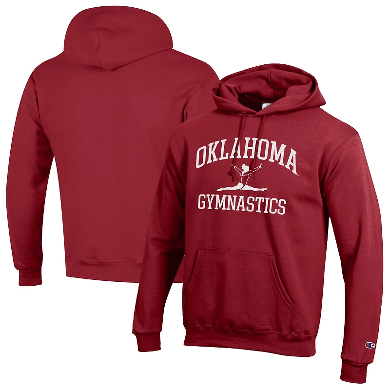 Men's Champion  Crimson Oklahoma Sooners Gymnastics Icon Powerblend Pullover Hoodie