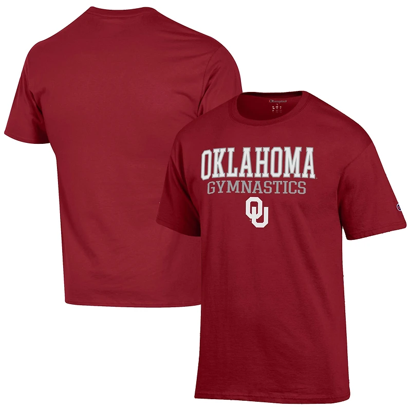 Men's Champion  Crimson Oklahoma Sooners Gymnastics Stack T-Shirt
