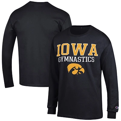 Men's Champion  Black Iowa Hawkeyes Gymnastics Stack Long Sleeve T-Shirt