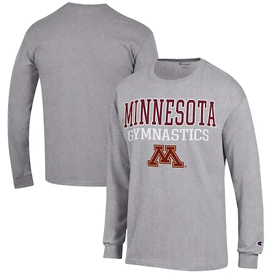 Men's Champion  Gray Minnesota Golden Gophers Gymnastics Stack Long Sleeve T-Shirt