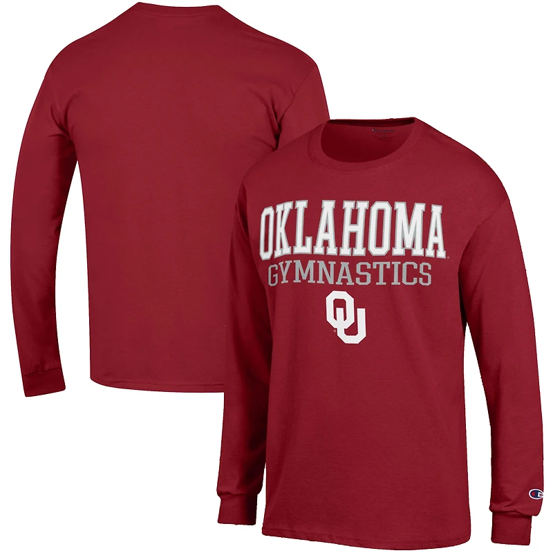 Men's Champion  Crimson Oklahoma Sooners Gymnastics Stack Long Sleeve T-Shirt