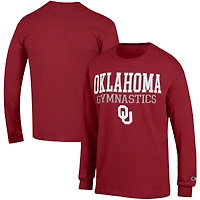 Men's Champion  Crimson Oklahoma Sooners Gymnastics Stack Long Sleeve T-Shirt