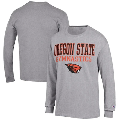 Men's Champion  Gray Oregon State Beavers Gymnastics Stack Long Sleeve T-Shirt