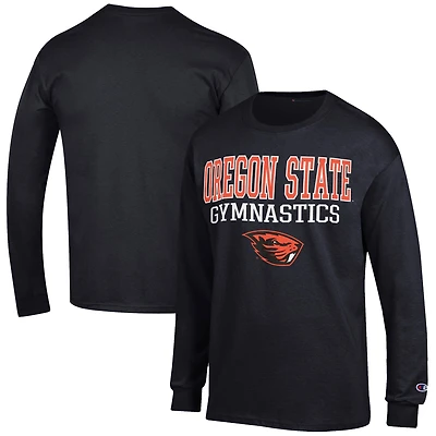 Men's Champion  Black Oregon State Beavers Gymnastics Stack Long Sleeve T-Shirt