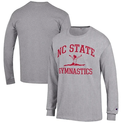 Men's Champion  Gray NC State Wolfpack Gymnastics Icon Long Sleeve T-Shirt
