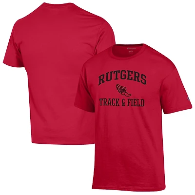 Men's Champion  Scarlet Rutgers Scarlet Knights Track & Field Icon T-Shirt