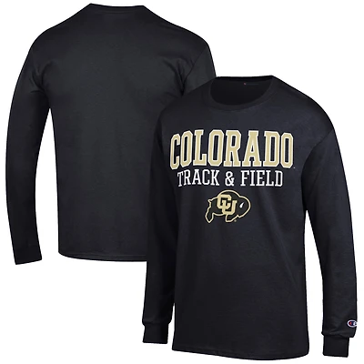 Men's Champion  Black Colorado Buffaloes Track & Field Stack Long Sleeve T-Shirt