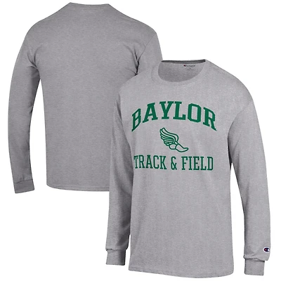 Men's Champion  Gray Baylor Bears Track & Field Icon Long Sleeve T-Shirt