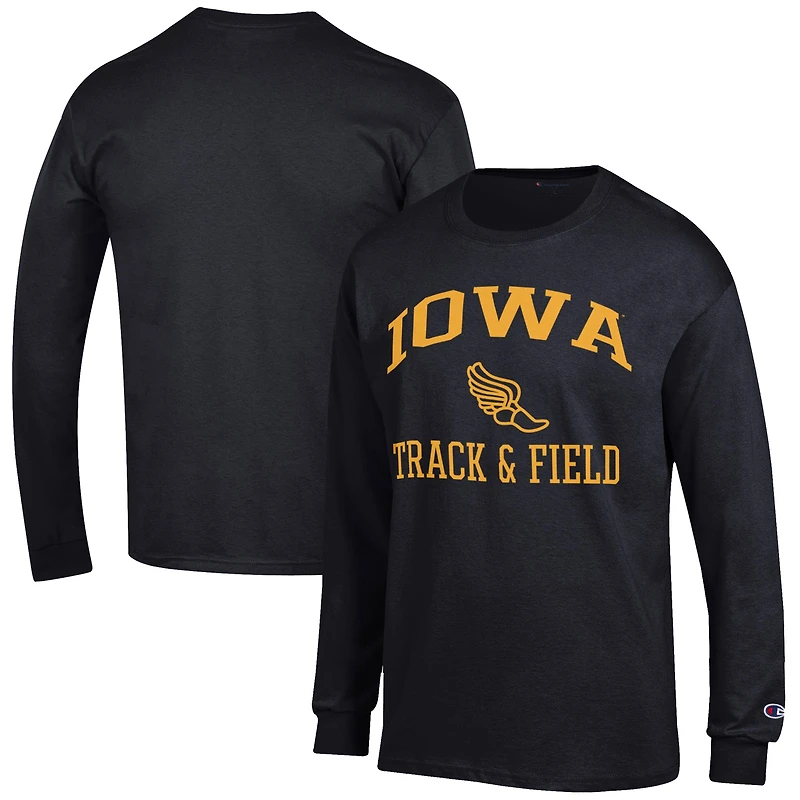 Men's Champion  Black Iowa Hawkeyes Track & Field Icon Long Sleeve T-Shirt