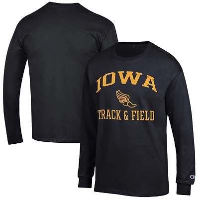 Men's Champion  Black Iowa Hawkeyes Track & Field Icon Long Sleeve T-Shirt