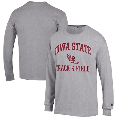 Men's Champion  Gray Iowa State Cyclones Track & Field Icon Long Sleeve T-Shirt