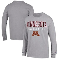 Men's Champion  Gray Minnesota Golden Gophers Track & Field Stack Long Sleeve T-Shirt