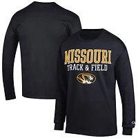 Men's Champion  Black Missouri Tigers Track & Field Stack Long Sleeve T-Shirt