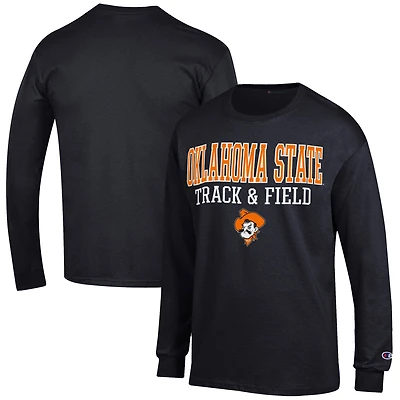 Men's Champion  Black Oklahoma State Cowboys Track & Field Stack Long Sleeve T-Shirt
