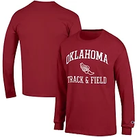 Men's Champion  Crimson Oklahoma Sooners Track & Field Icon Long Sleeve T-Shirt