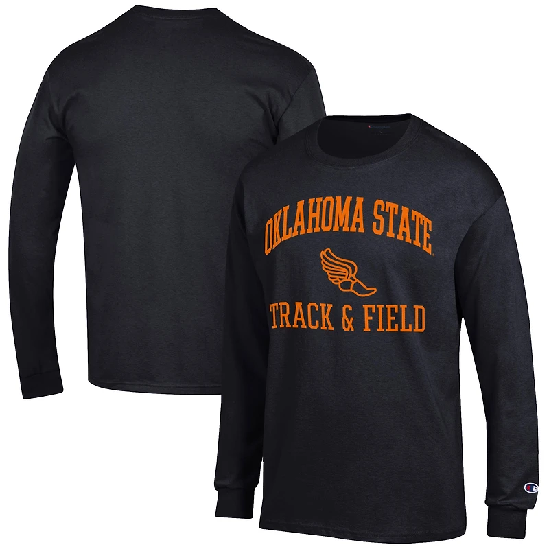 Men's Champion  Black Oklahoma State Cowboys Track & Field Icon Long Sleeve T-Shirt