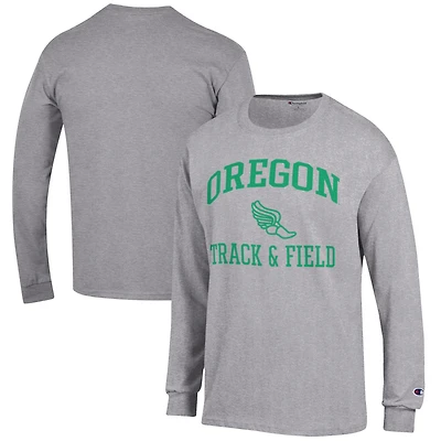 Men's Champion  Gray Oregon Ducks Track & Field Icon Long Sleeve T-Shirt