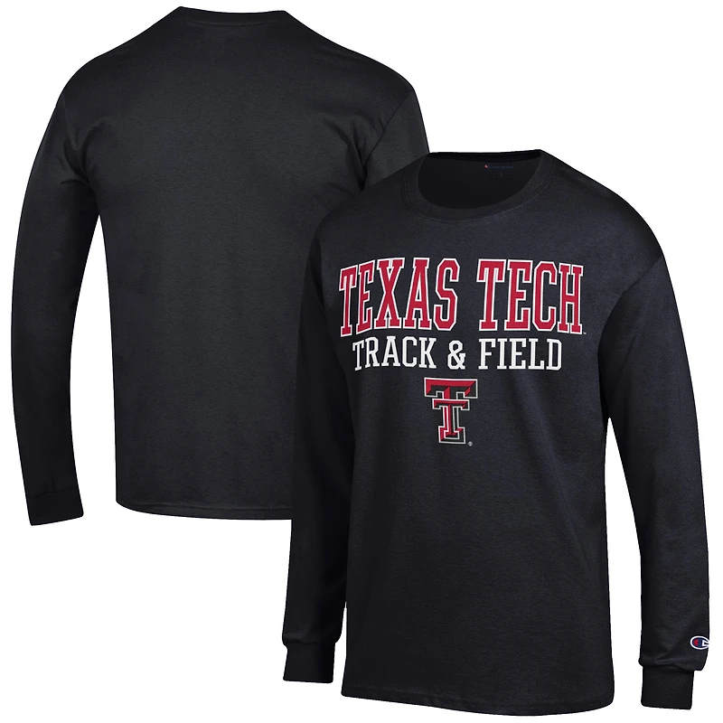 Men's Champion Texas Tech Red Raiders Track & Field Stack Long Sleeve T-Shirt